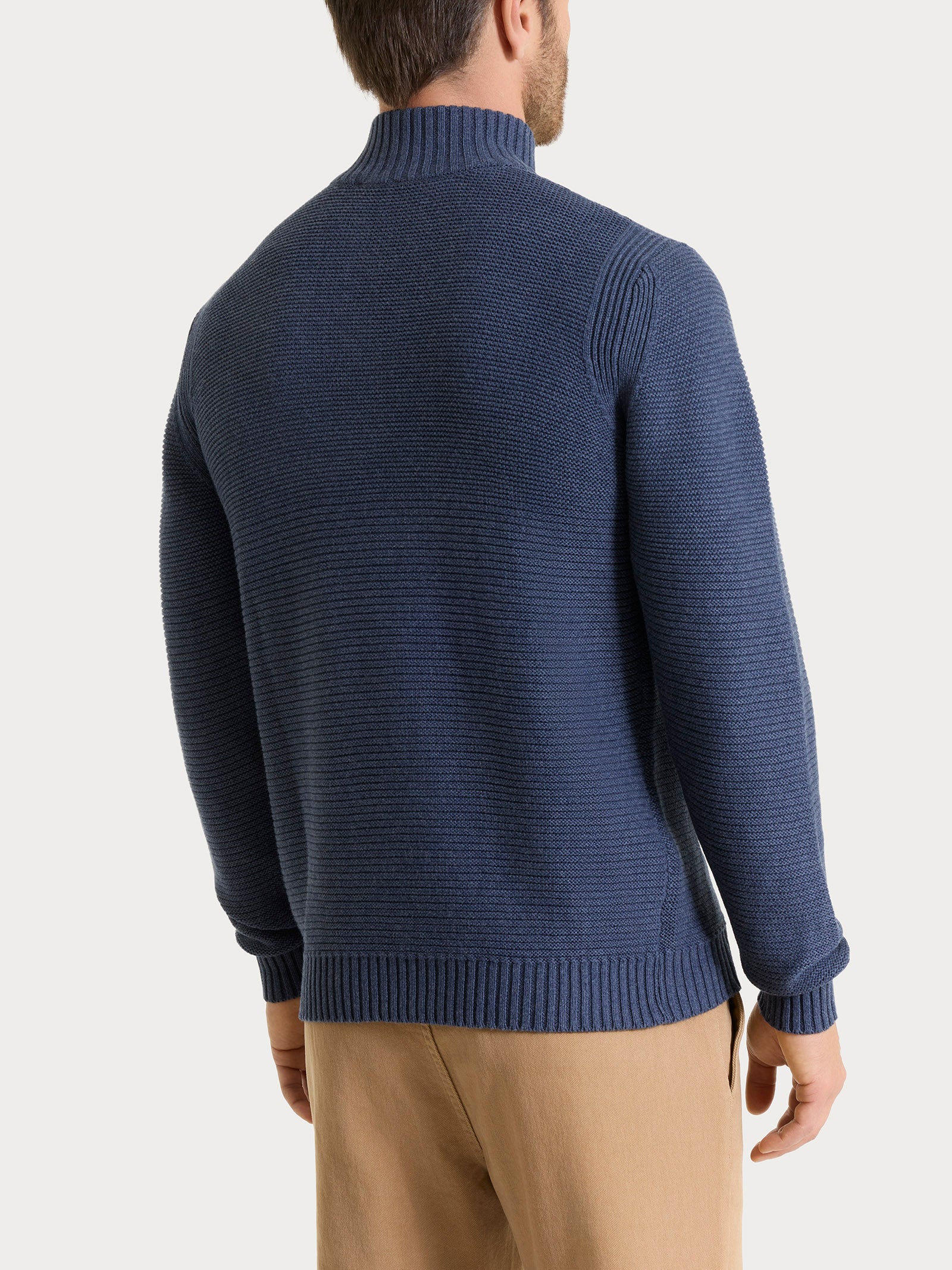 Lupetto leggero con zip e bottoni in Winter Cotton Azzurri Uomo - Ragno