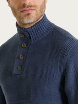 Lupetto leggero con zip e bottoni in Winter Cotton Azzurri Uomo - Ragno