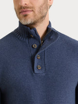 Lupetto leggero con zip e bottoni in Winter Cotton Azzurri Uomo - Ragno