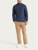 Lupetto leggero con zip e bottoni in Winter Cotton Azzurri Uomo - Ragno