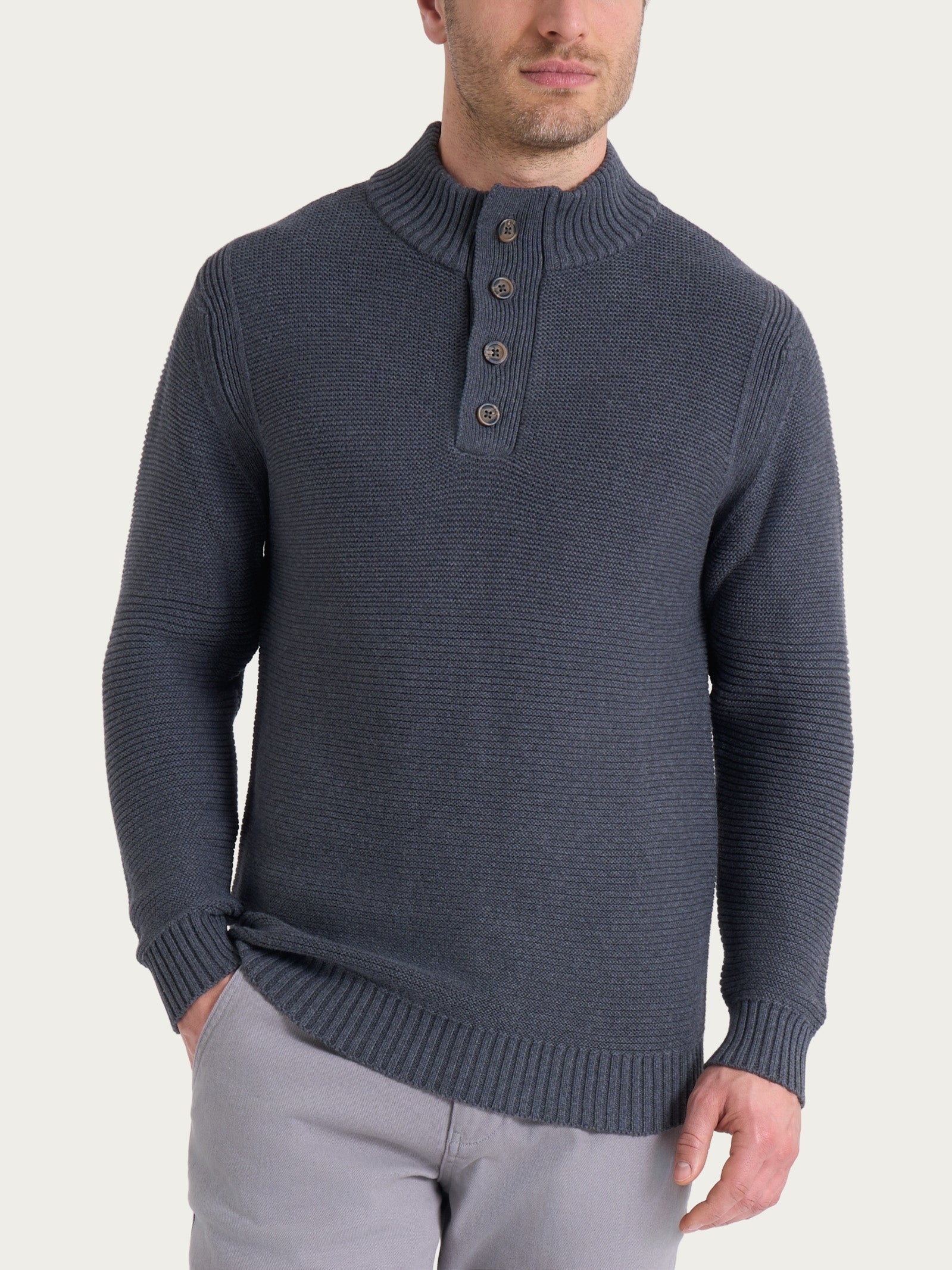 Lupetto leggero con zip e bottoni in Winter Cotton Neri Uomo - Ragno