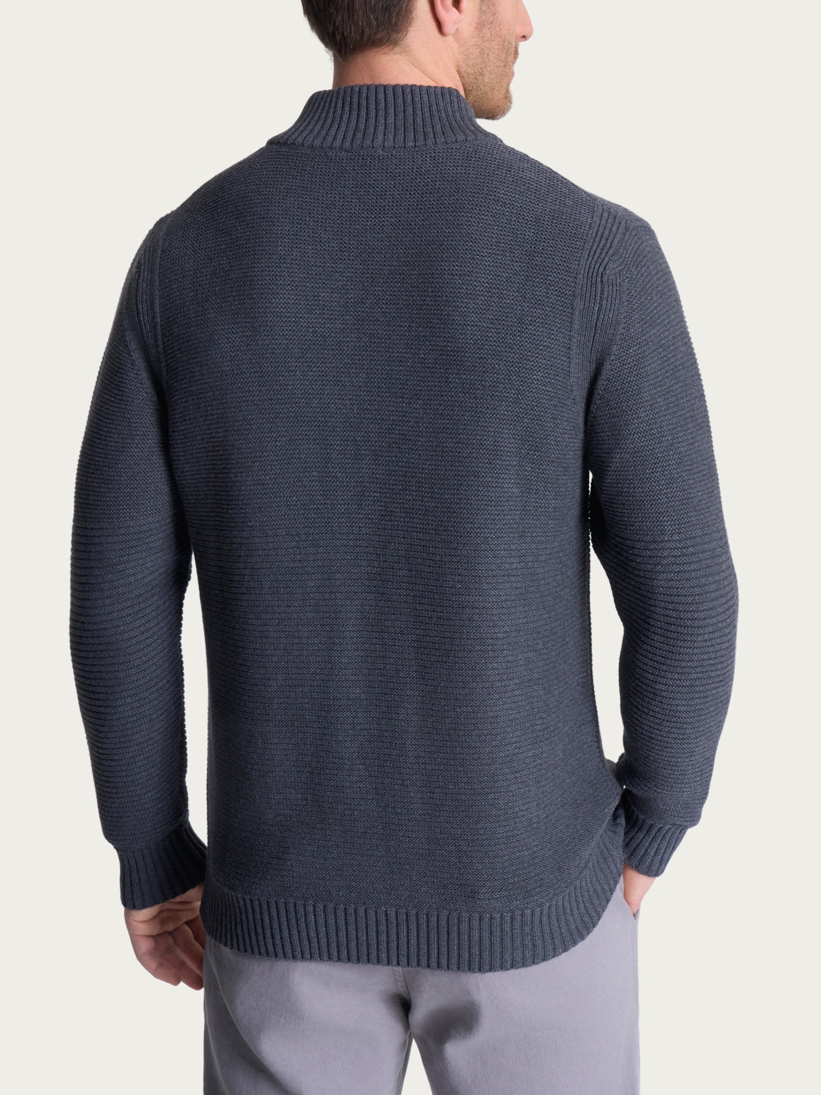 Lupetto leggero con zip e bottoni in Winter Cotton Neri Uomo - Ragno