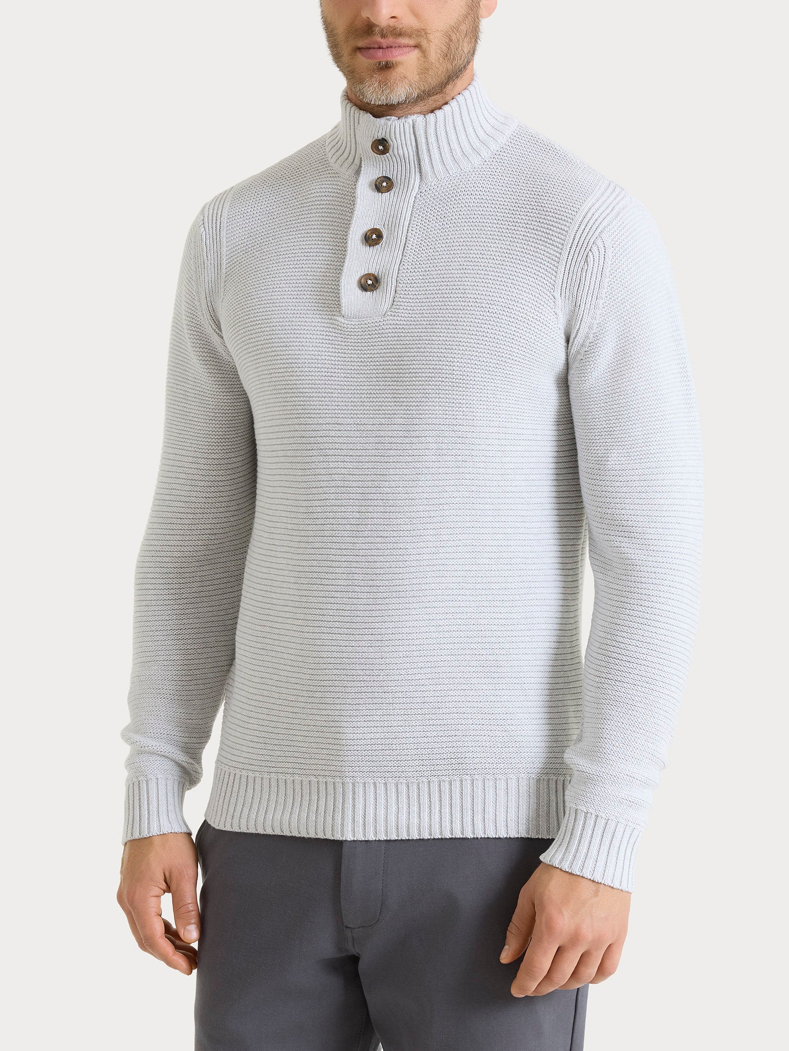 Lupetto leggero con zip e bottoni in Winter Cotton Grigi Uomo - Ragno