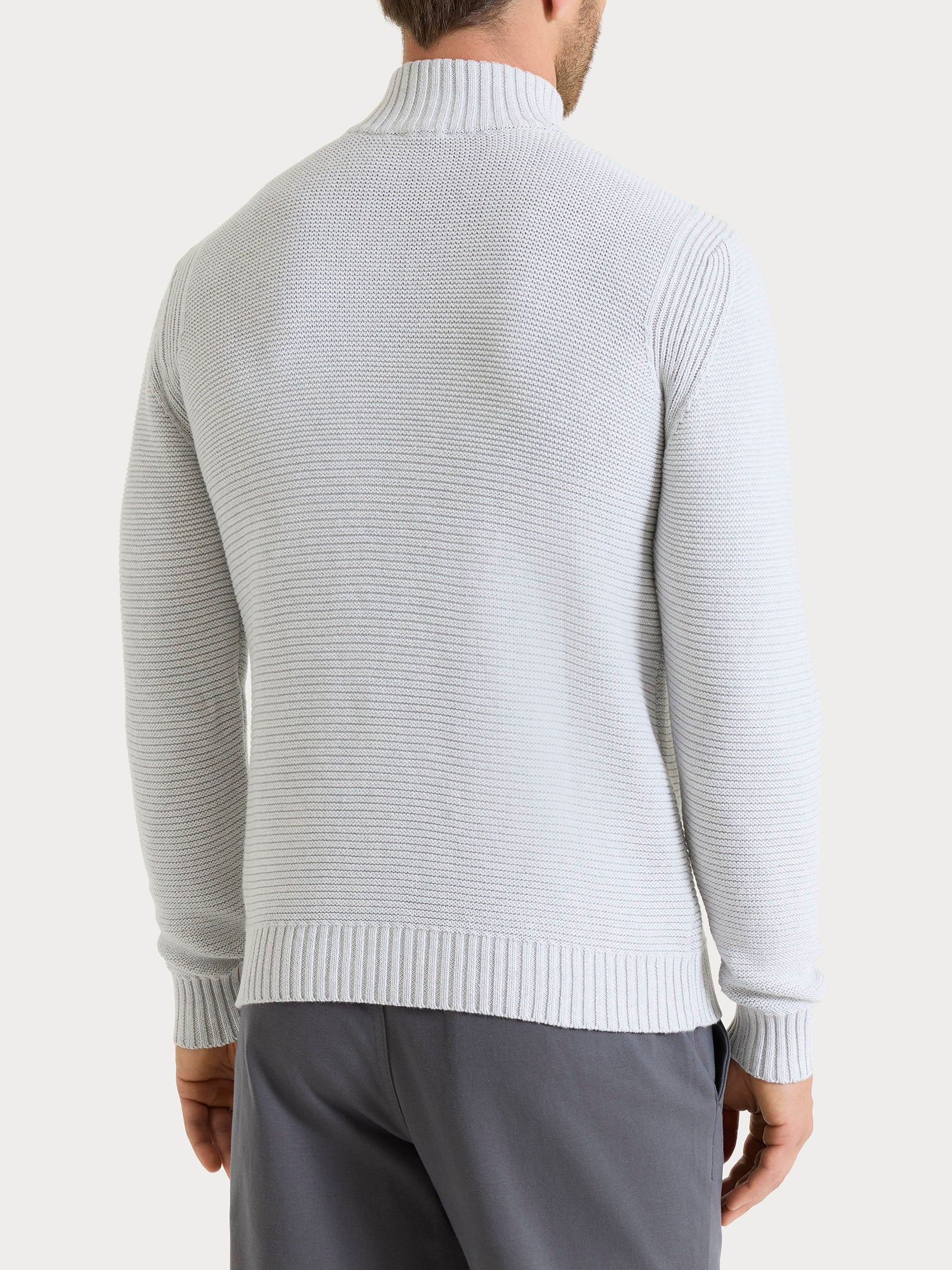 Lupetto leggero con zip e bottoni in Winter Cotton Grigi Uomo - Ragno