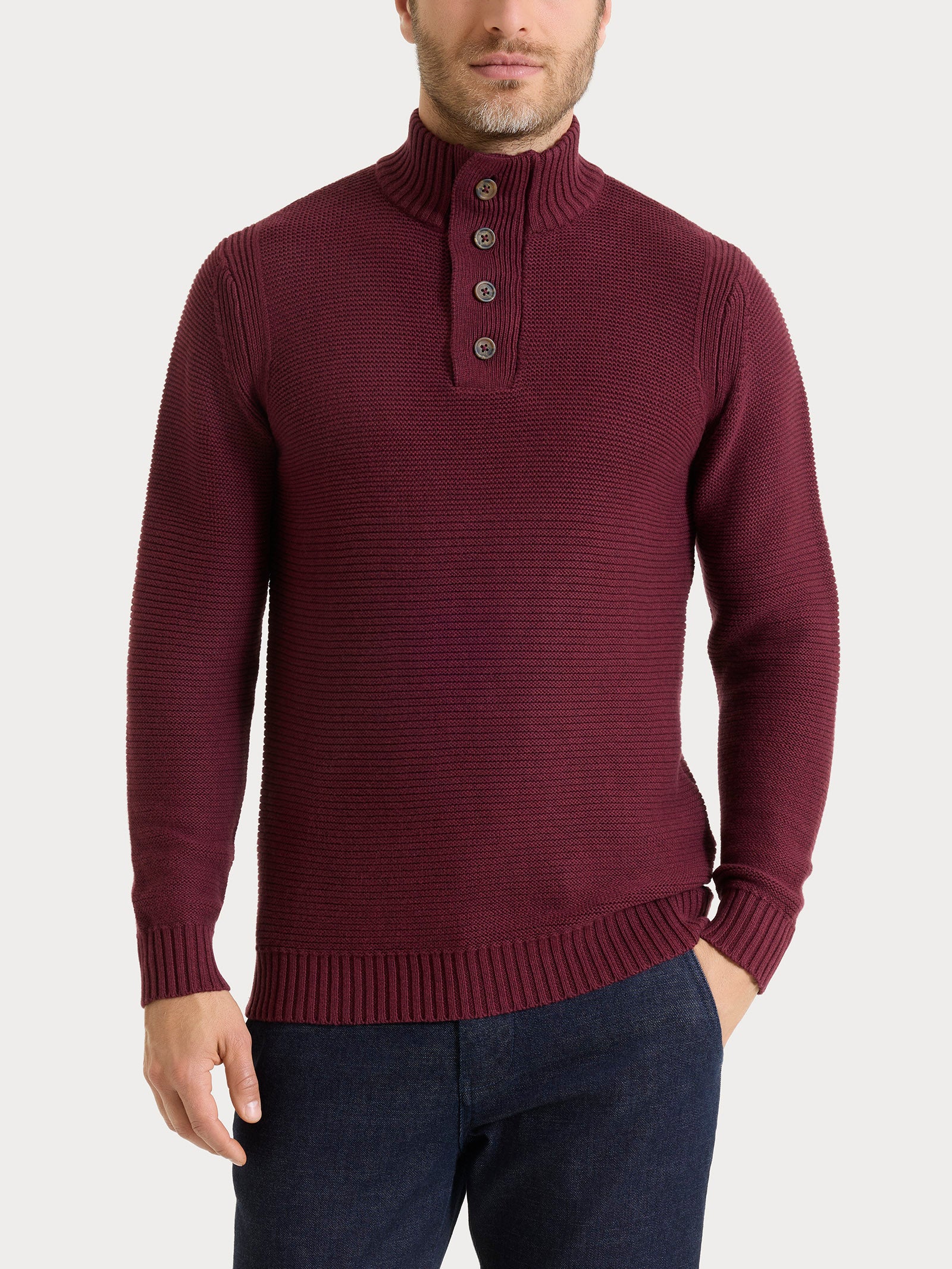 Lupetto leggero con zip e bottoni in Winter Cotton Viola Uomo - Ragno