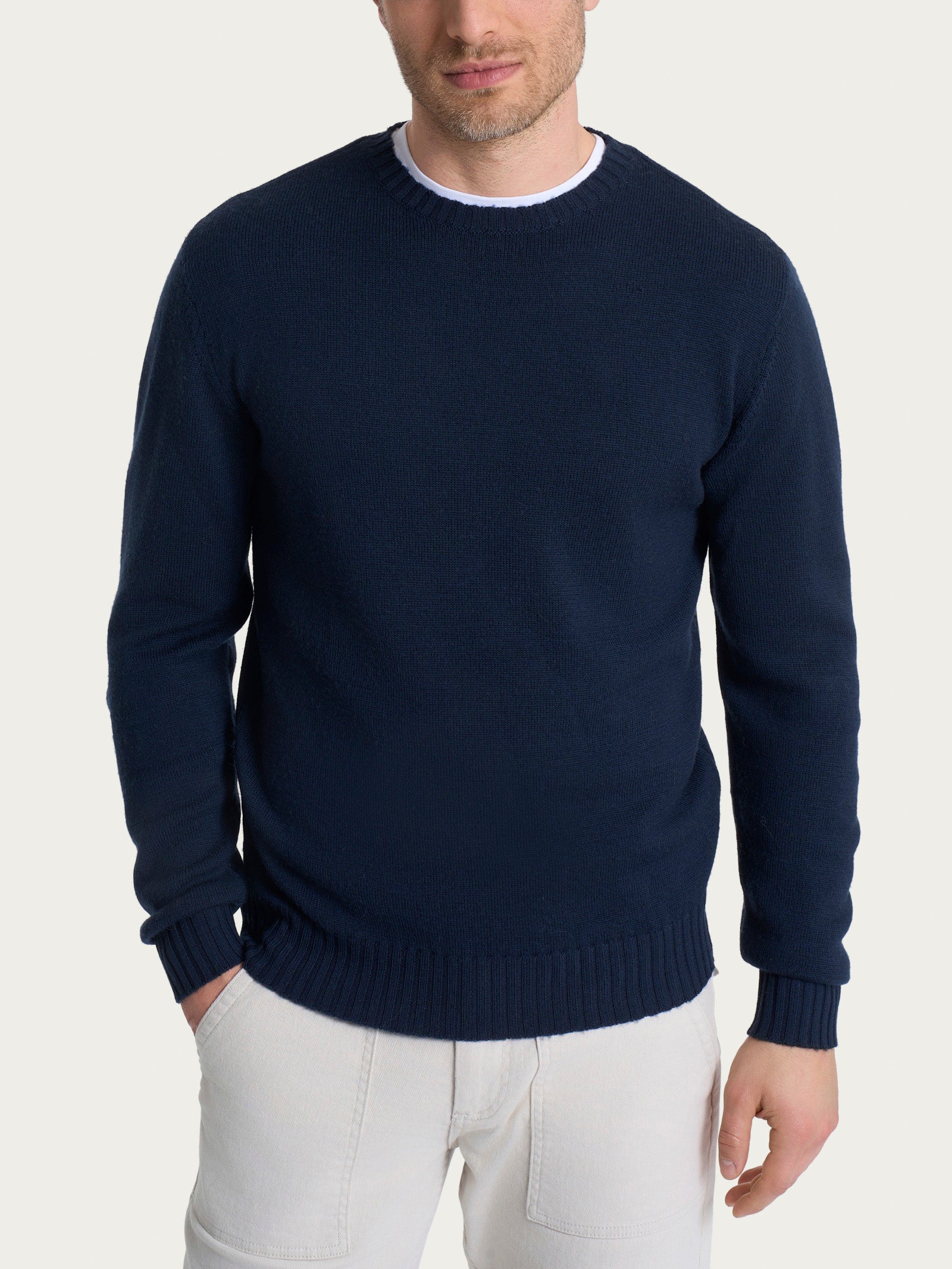 Pull girocollo in Merino Soft Blu Uomo - Ragno