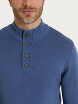 Lupetto con zip e bottoni in Merino Soft Azzurri Uomo - Ragno