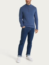 Lupetto con zip e bottoni in Merino Soft Azzurri Uomo - Ragno