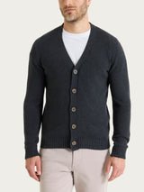 Cardigan in Winter Cotton Neri Uomo - Ragno