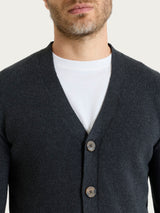 Cardigan in Winter Cotton Neri Uomo - Ragno