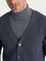 Cardigan in Winter Cotton Neri Uomo - Ragno