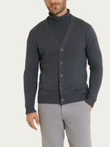Cardigan in Winter Cotton Neri Uomo - Ragno