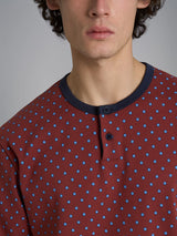Pigiama serafino con fantasia geometrica in interlock di cotone 44-56 Rossi Uomo - Ragno