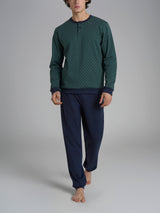 Pigiama serafino con fantasia geometrica in interlock di cotone 44-56 Verdi Uomo - Ragno