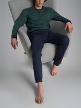 Pigiama serafino con fantasia geometrica in interlock di cotone 44-56 Verdi Uomo - Ragno