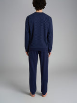 Pigiama serafino con fantasia geometrica in interlock di cotone 44-56 Azzurri Uomo - Ragno