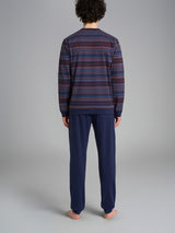 Pigiama a serafino con punto rasato in interlock di cotone Azzurri Uomo - Ragno