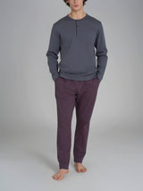 Pigiama a serafino con fantasia tartan in interlock di cotone Neri Uomo - Ragno