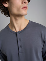 Pigiama a serafino con fantasia tartan in interlock di cotone Neri Uomo - Ragno