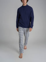 Pigiama lupetto con fantasia tartan in interlock di cotone Grigi Uomo - Ragno