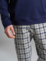 Pigiama lupetto con fantasia tartan in interlock di cotone Grigi Uomo - Ragno