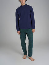 Pigiama lupetto con fantasia tartan in interlock di cotone Verdi Uomo - Ragno