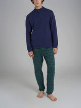 Pigiama lupetto con fantasia tartan in interlock di cotone Verdi Uomo - Ragno