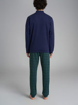 Pigiama lupetto con fantasia tartan in interlock di cotone Verdi Uomo - Ragno
