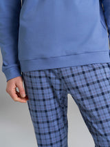 Pigiama lupetto con fantasia tartan in interlock di cotone Azzurri Uomo - Ragno