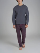 Pigiama girocollo con fantasia tartan in interlock di cotone Neri Uomo - Ragno