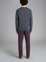 Pigiama girocollo con fantasia tartan in interlock di cotone Neri Uomo - Ragno