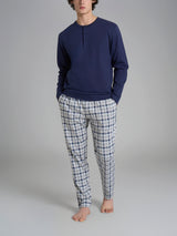 Pigiama tartan a serafino in interlock di cotone Grigi Uomo - Ragno