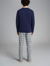 Pigiama tartan a serafino in interlock di cotone Grigi Uomo - Ragno
