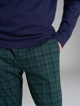 Pigiama tartan a serafino in interlock di cotone Verdi Uomo - Ragno