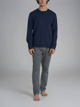 Pigiama spigato a serafino in interlock di cotone 44-56 Blu Uomo - Ragno