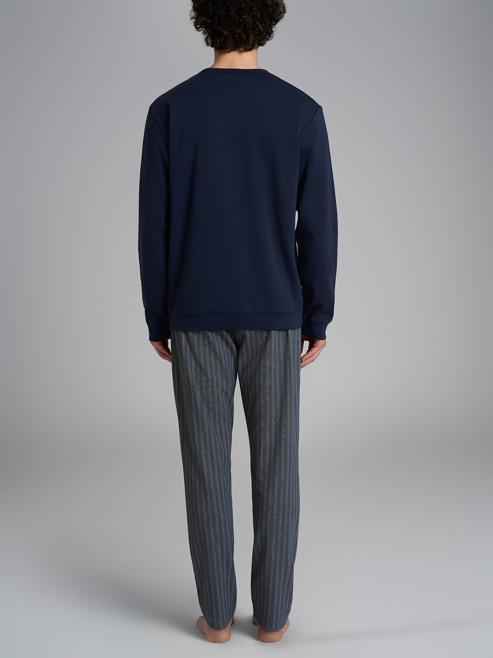 Pigiama spigato a serafino in interlock di cotone 44-56 Blu Uomo - Ragno