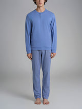 Pigiama spigato a serafino in interlock di cotone 44-56 Azzurri Uomo - Ragno