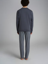 Pigiama spigato a serafino in interlock di cotone 44-56 Neri Uomo - Ragno