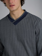 Pigiama spigato con scollo a V in interlock di cotone Blu Uomo - Ragno