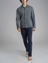 Pigiama spigato aperto in interlock di cotone 44-56 Blu Uomo - Ragno