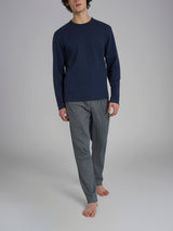 Pigiama spigato con girocollo in interlock di cotone Blu Uomo - Ragno