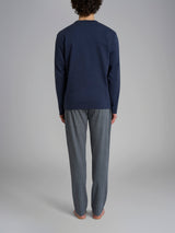Pigiama spigato con girocollo in interlock di cotone Blu Uomo - Ragno