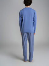 Pigiama spigato con girocollo in interlock di cotone Azzurri Uomo - Ragno