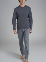 Pigiama spigato con girocollo in interlock di cotone Neri Uomo - Ragno