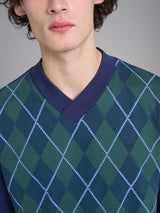 Pigiama tartan con scollo a V in interlock di cotone Verdi Uomo - Ragno