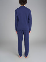 Pigiama tartan con scollo a V in interlock di cotone Blu Uomo - Ragno