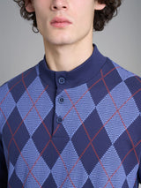 Pigiama tartan con collo lupetto in interlock di cotone Blu Uomo - Ragno