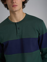 Pigiama serafino con fascia orizzontale in interlock di cotone Verdi Uomo - Ragno