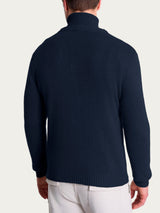 Men's Blue V-Neck Cardigan in a Wool and Angora Blend - Ragno