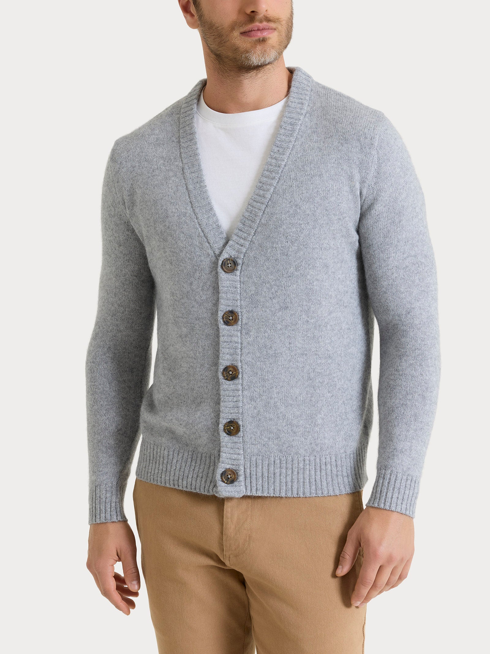 Cardigan con scollo a V in Natural Soft Neri Uomo - Ragno